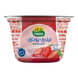 زبادي يوناني كامل الدسم بنكهة الفراولة
